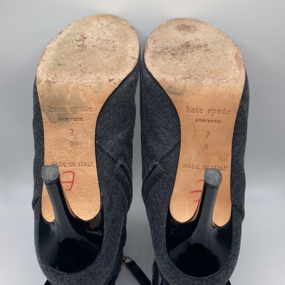 KATE SPADE WOMEN’S BOW FABRIC ANKLE HEEL BOOTIES GRAY SZ 7 - Picture 6 of 12